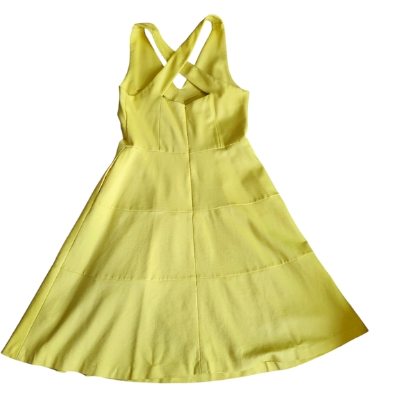 Banana Republic Yellow Knit Fit and Flare Criss Cross Midi Dress - Picture 2 of 5